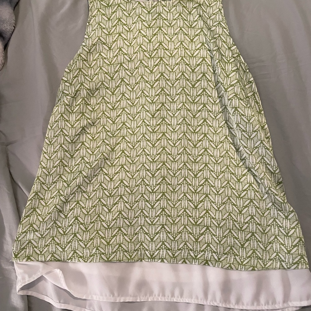 The Limited Green Geometric A-Line Skirt